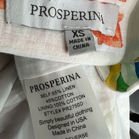 Prosperina Catania Sicilian Tile Print Shift Dress xs sleeveless linen blend - Picture 5 of 6